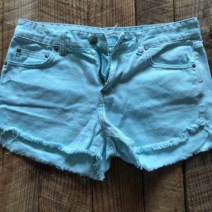 Free People Aqua Denim Shorts